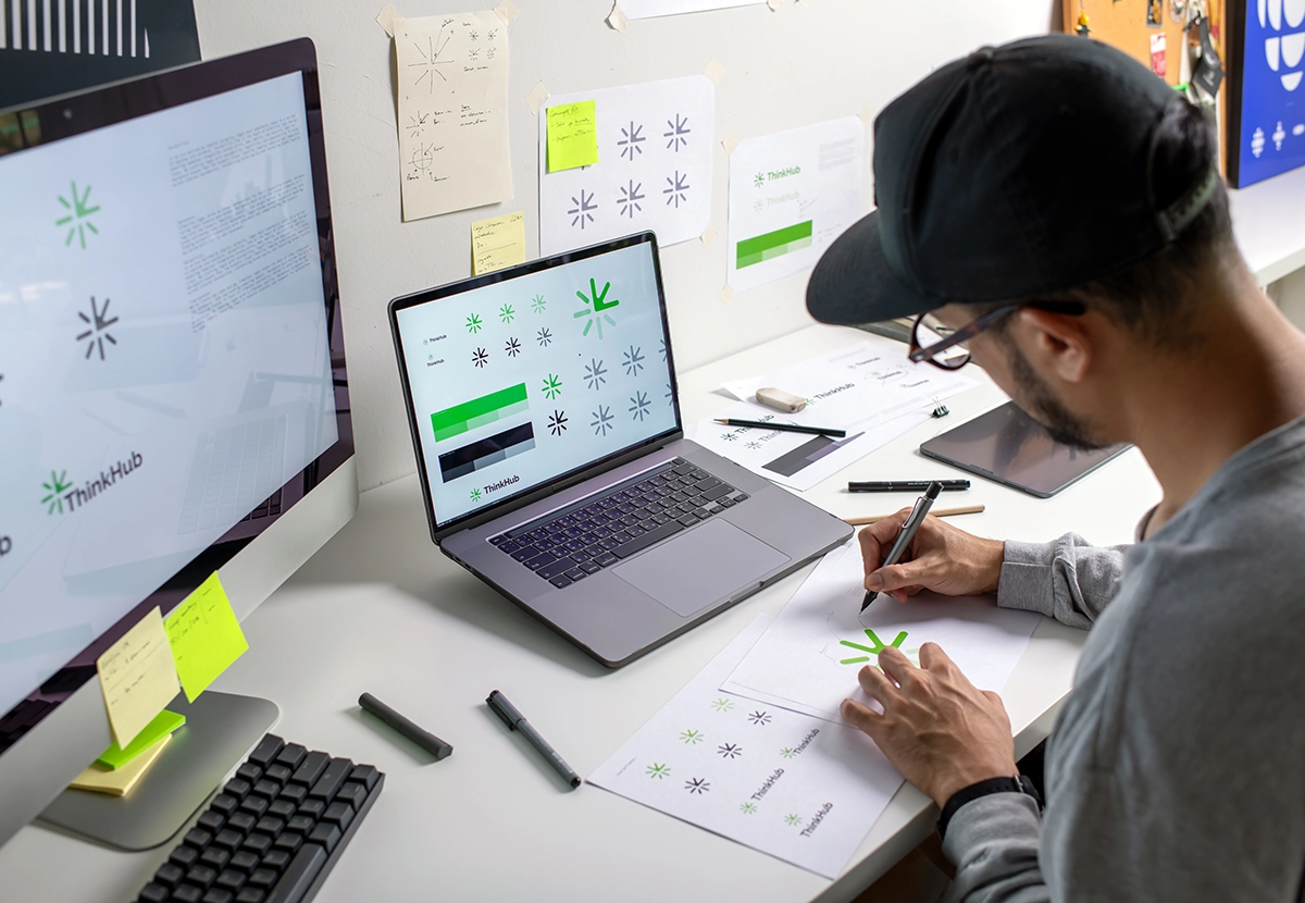 designer sketching logo