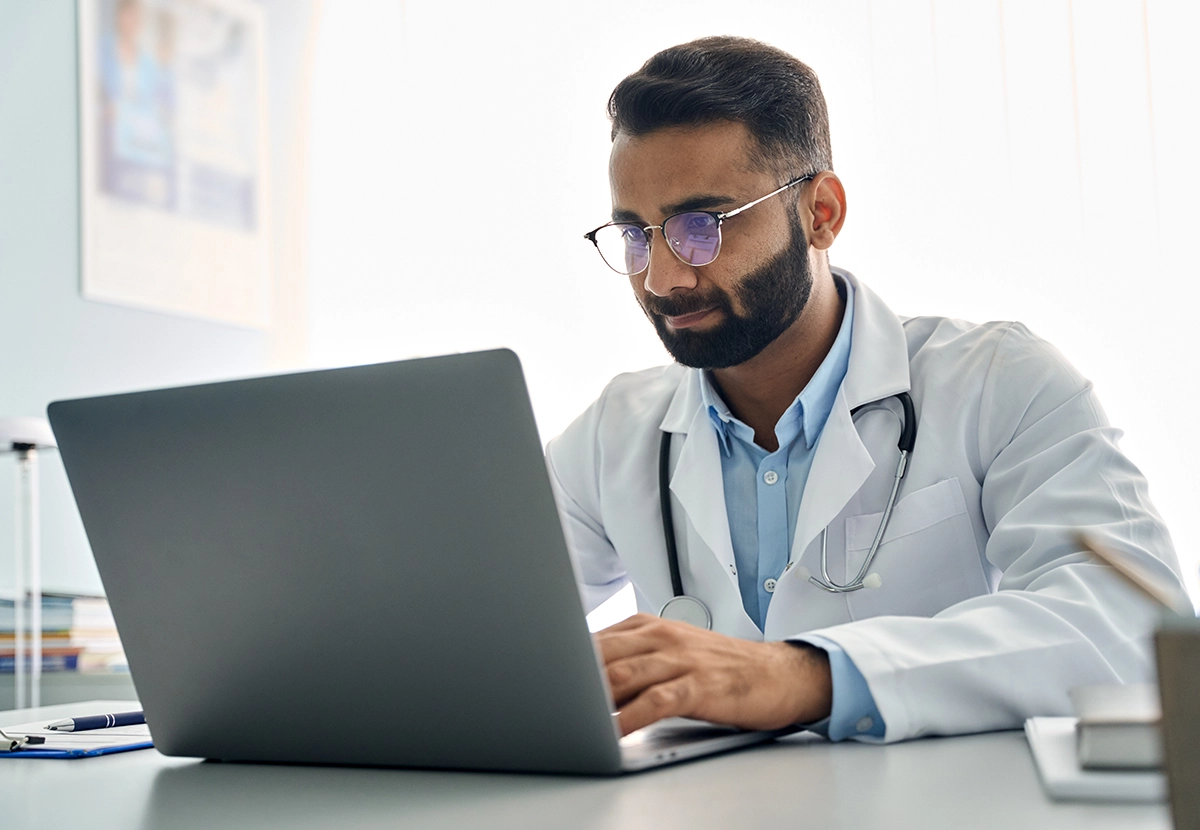 doctor using laptop